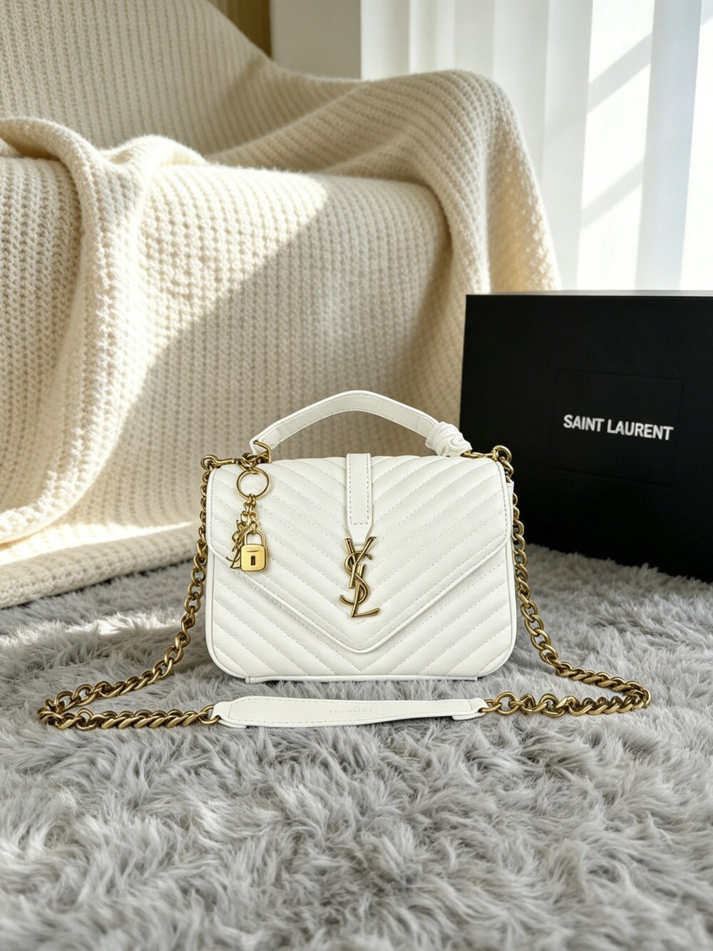 YSL Medium Bag in White